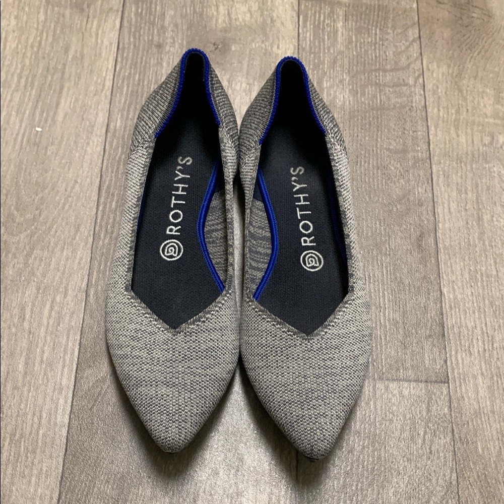 Rothy's Gray Flats with Blue Trim